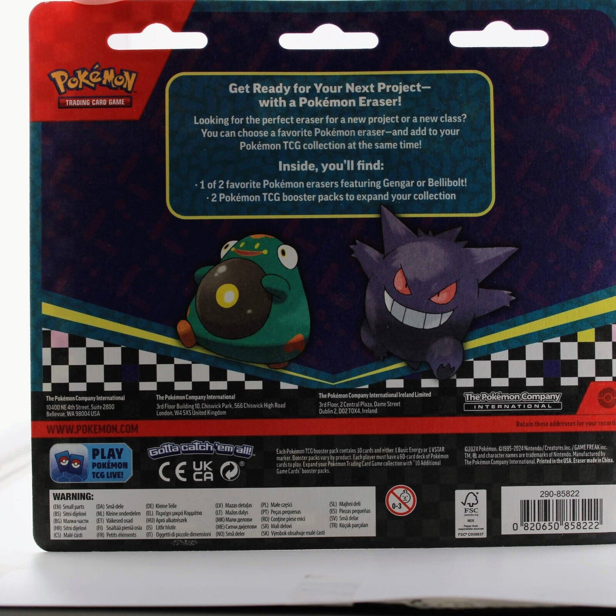 Pokemon Cards 2024 Gengar Eraser Set w 2 Sealed Booster Packs - Back T Blueberry Cat Pokemon Cards 2024 Gengar Eraser Set w 2 Sealed Booster Packs - Back T Blueberry Cat