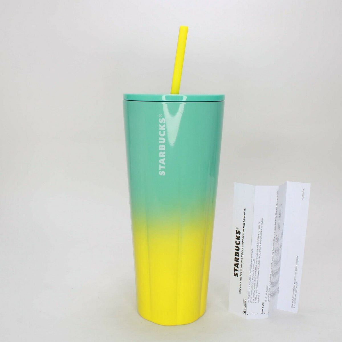 Springtime Ombre Hot/Cold Stainless Straw Cup - Lime - Caribou