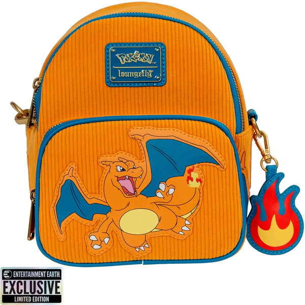 Loungefly Pokemon Charizard Corduroy Convertible Mini-Backpack - Entertainment Earth Exclusive