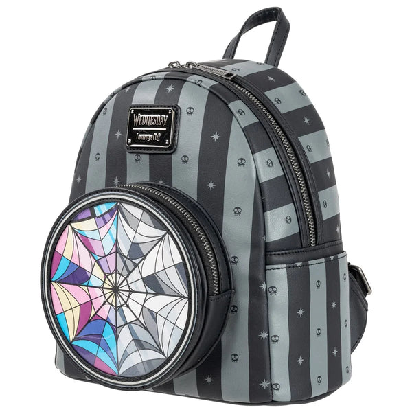 Loungefly Wednesday Stained Glass Window 11" Mini-Backpack Bag Exclusive