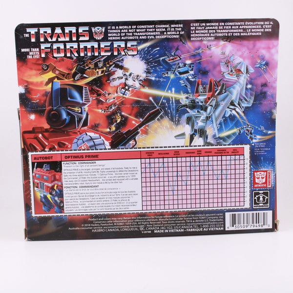 Transformers Optimus Prime G1 Retro Packaging - Walmart Reissue Autobot Figure