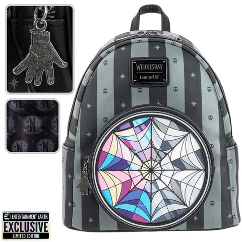Loungefly Wednesday Stained Glass Window 11" Mini-Backpack Bag Exclusive