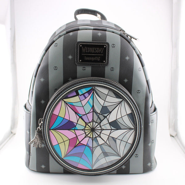 Loungefly Wednesday Stained Glass Window 11" Mini-Backpack Bag Exclusive