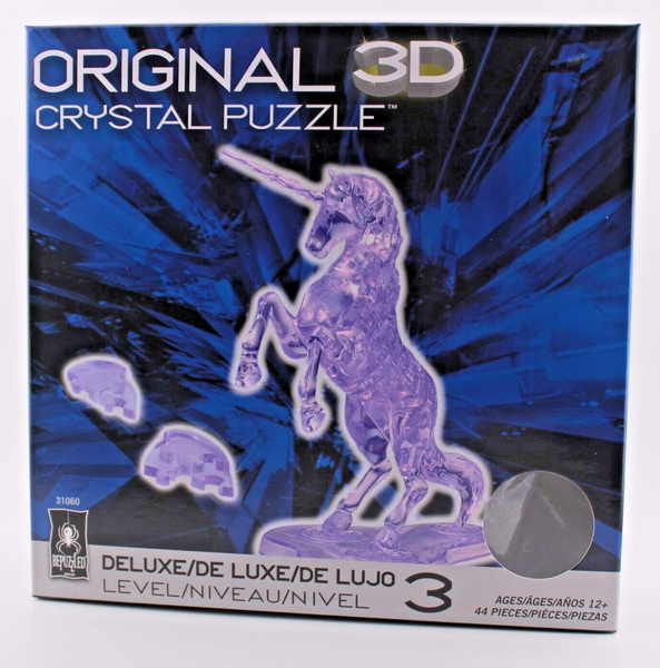 BePuzzled 3D Crystal Puzzle - Purple Unicorn - 44 Pcs - Ages 12+