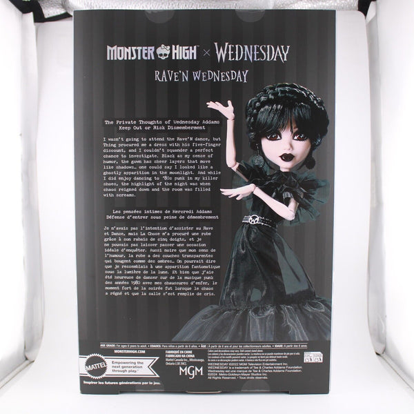 Monster High x Wednesday - Wednesday Addams Rave'N Dress Doll - Mattel 2024