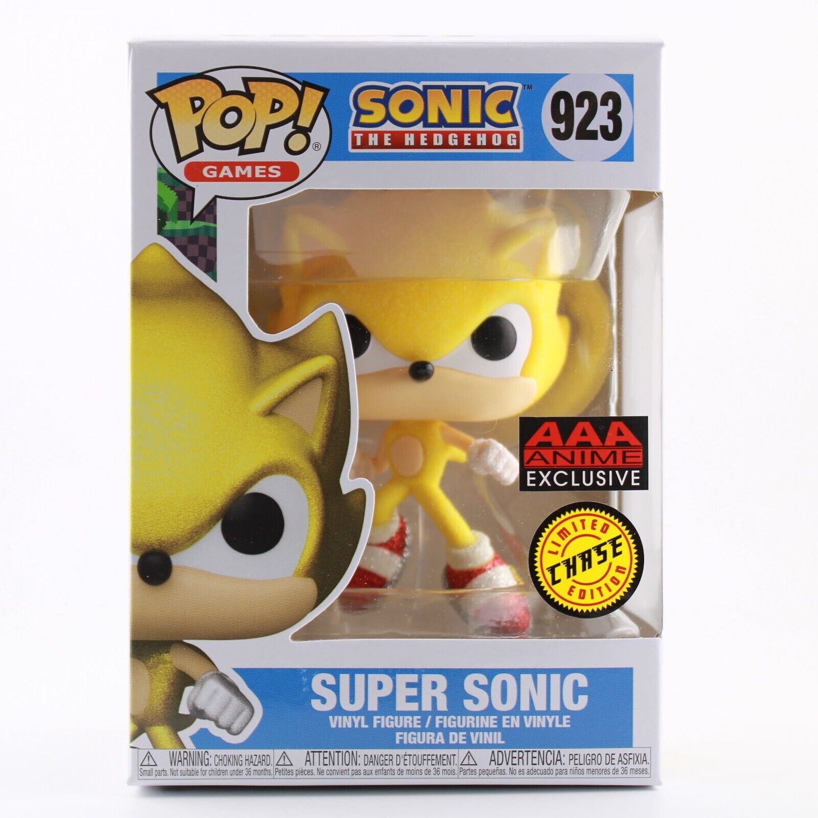Funko Pop Sonic the Hedgehog Super Sonic CHASE AAA Anime Exclusive Figure #923
