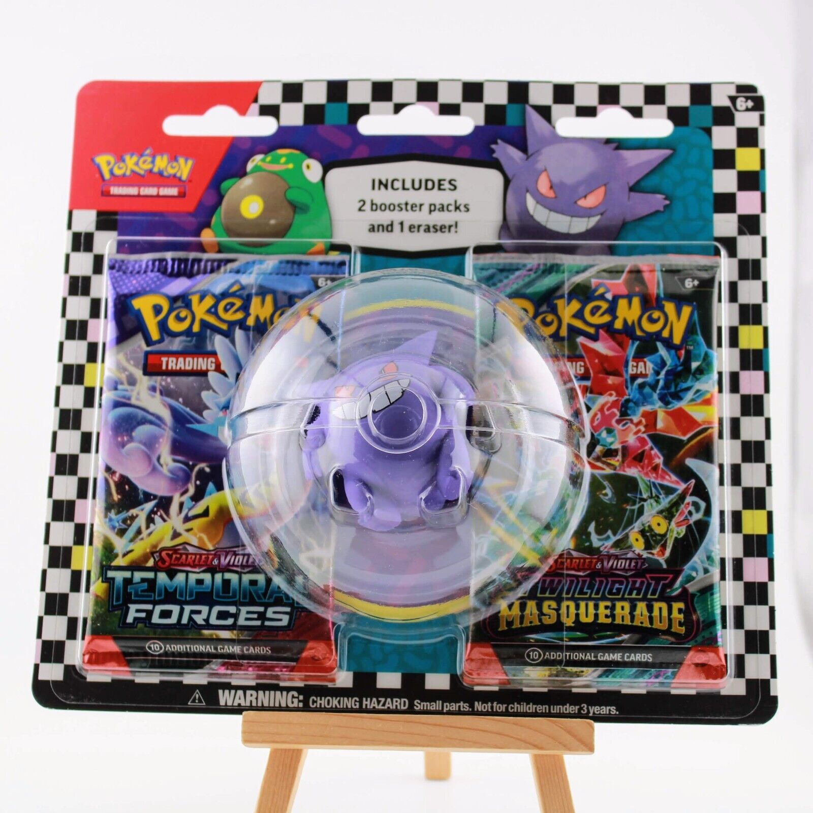 Pokemon 2024 Gengar Eraser Set w 2 Sealed Booster Packs - Back To School Blister