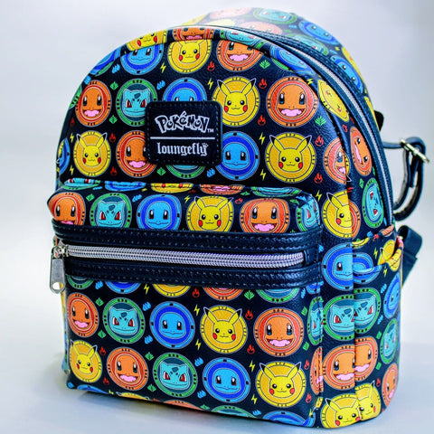Loungefly x Pokemon Kanto Starter All Over Print 11" Mini Backpack Bag Pikachu