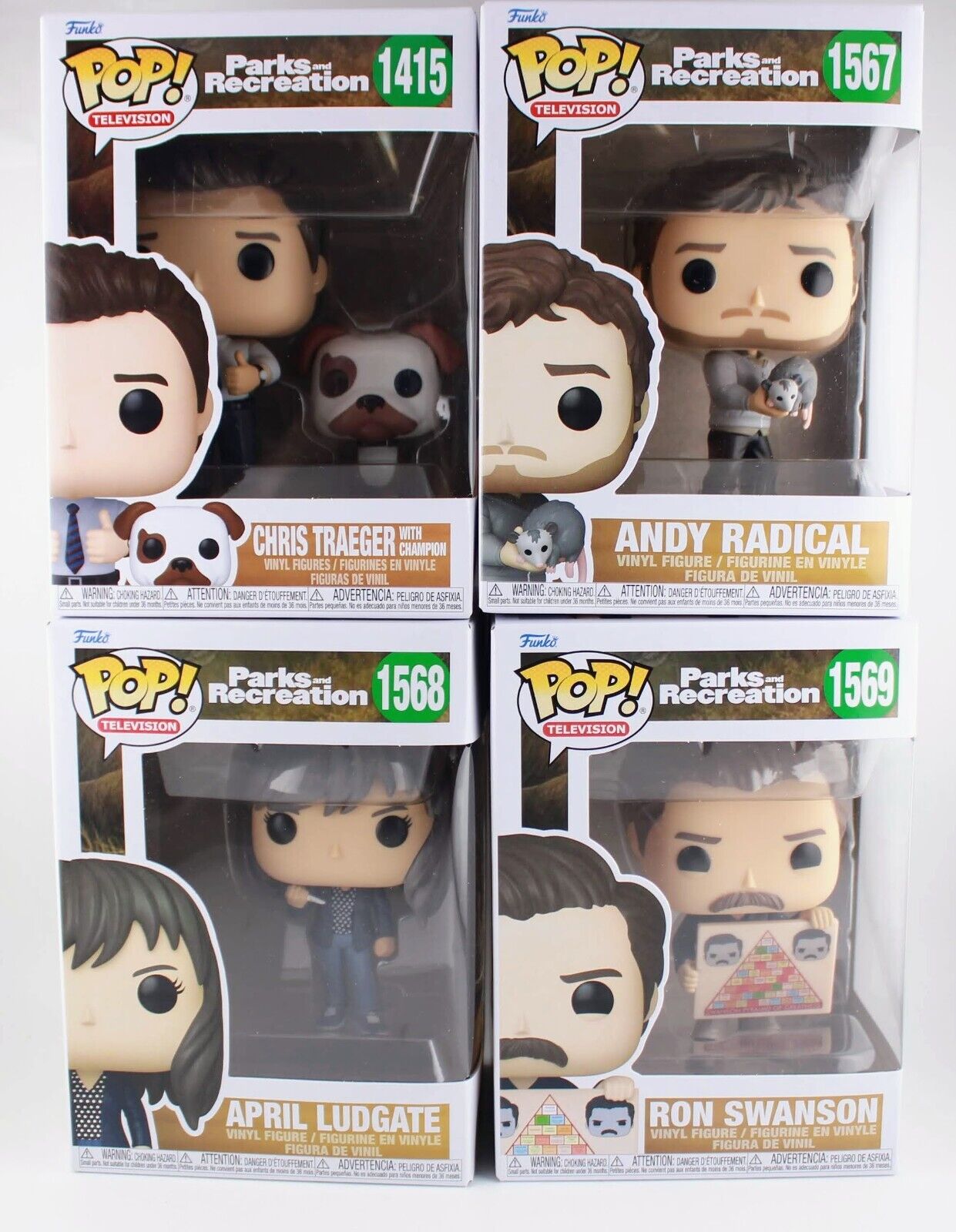 Funko Pop Parks and Recreation Set of 4 Chris / Ron Swanson / April / Andy