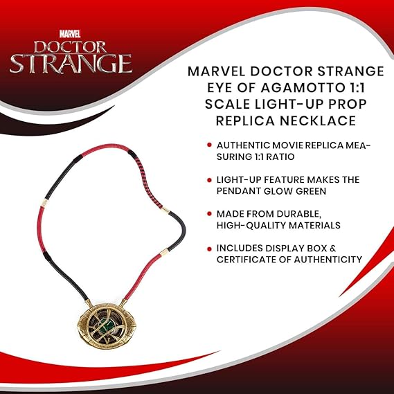 Marvel Doctor Strange Eye of Agamotto 1:1 Scale Light-Up Prop Replica Necklace