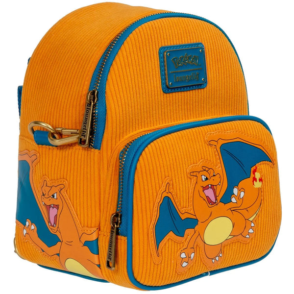 Loungefly Pokemon Charizard Corduroy Convertible Mini-Backpack - Entertainment Earth Exclusive