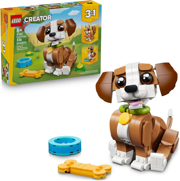LEGO Creator 3 in 1 Cute Animals - Playful Puppy -  Build a Pretend Play Dog, Squirrel, or Duck Toy - 31382
