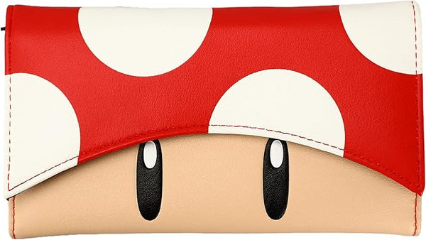 Super Mario Red Mushroom design Flap Women's Tri-fold Girls Wallet