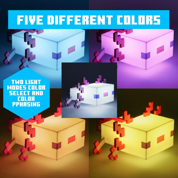 Paladone Minecraft Axolotl Light, Five Color Modes, Minecraft Lamp