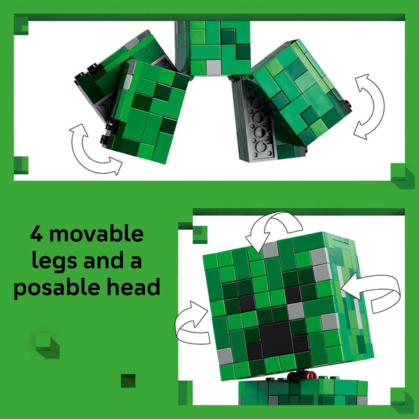 LEGO Minecraft The Creeper Kids Toy - Minecraft Toy for Gaming Fans - Room Decor for Gamers 10 and Up - Poseable Action Figure with 1st Version Minifigure 21276