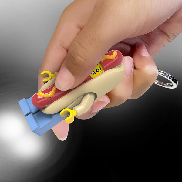 LEGO Minifigures Keychain Light - Hot Dog Man (KE119H), Extra-Large 3 Inch Tall Figure for Bag Clips, Keychains and More