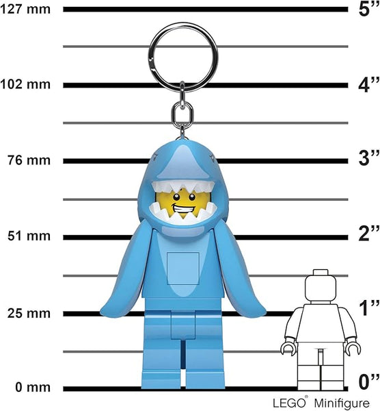 LEGO Minifigures Keychain Light - Shark Suit Guy (KE155H), 3" Posable Flashlight with Batteries Included - Fun Gift for Pediatric Nurses, Kids & LEGO Fans Ages 6+