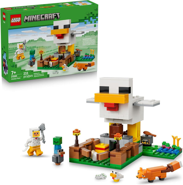 LEGO Minecraft Chicken Farm - Video Game Playset & Toy Figures - W/Chicken Fan Minifigure - 21585
