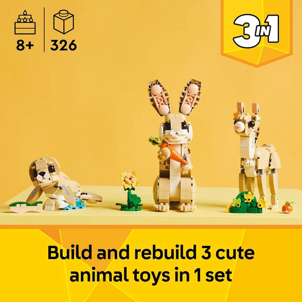 LEGO Creator 3 in 1 Cute Bunny Building Toy Set with 3 Build Options, Bunny, Seal, or Llama - 31162