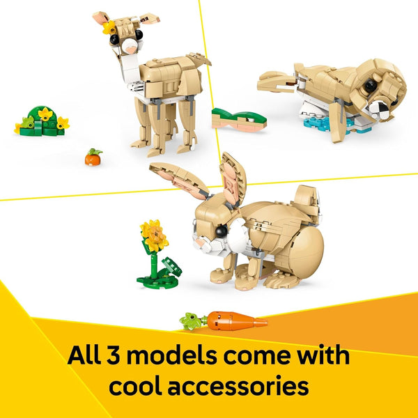 LEGO Creator 3 in 1 Cute Bunny Building Toy Set with 3 Build Options, Bunny, Seal, or Llama - 31162
