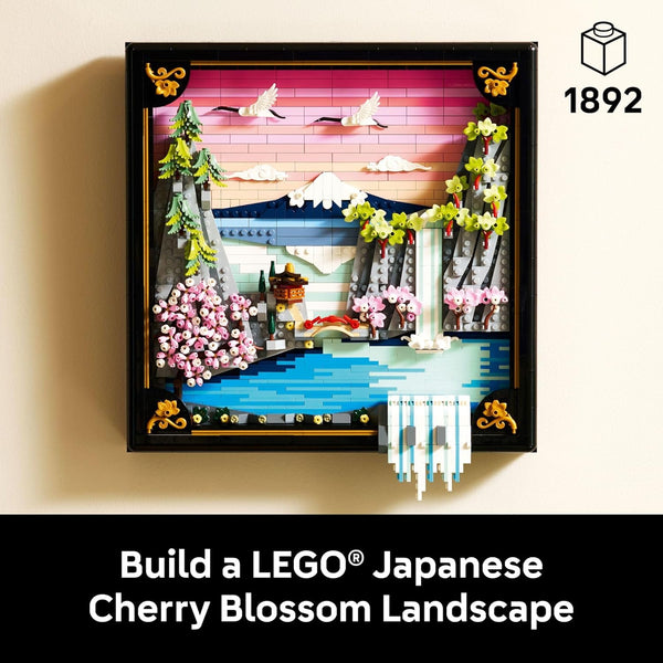 LEGO Art Japanese Cherry Blossom Landscape - Building Set for Adults - Framed Wall Decor, Stand or Hang to Display - 31218