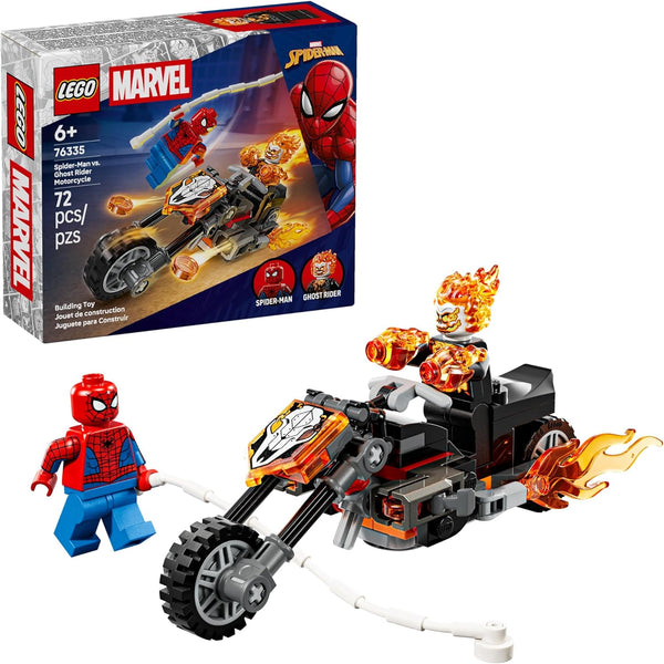 LEGO Marvel Spider-Man vs. Ghost Rider Motorcycle Building Toy - Super Hero & Villain Playset W/2 Marvel Minifigures - 76335