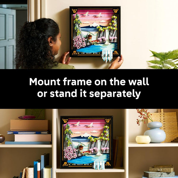 LEGO Art Japanese Cherry Blossom Landscape - Building Set for Adults - Framed Wall Decor, Stand or Hang to Display - 31218
