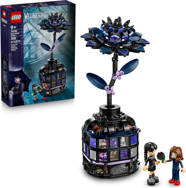 LEGO Wednesday Black Dahlia Flower Building Toy - Pretend Play Set for Girls & Boys, Ages 9+ - with Wednesday Addams & Professor Minidolls -  76784