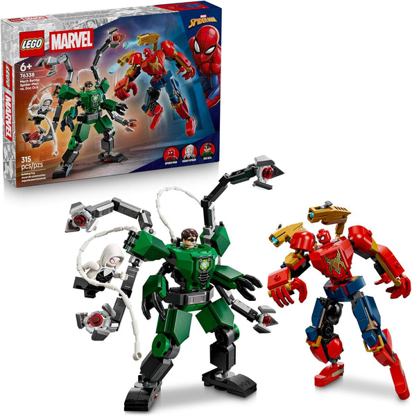 LEGO Marvel Mech Battle: Spider Man vs Doc Ock Building Toy - Super Hero & Villain Poseable W/3 Marvel Minifigures - 76338