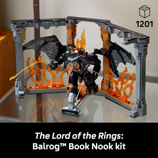 LEGO Icons Book Nook Kit The Lord of The Rings: Balrog - DIY Craft Building Set for Adults, 18+ - Collectible Gandalf Minifigure 10367