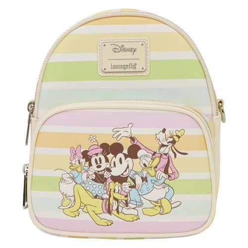 Loungefly Mickey and Friends Rainbow Stripes Convertible Mini-Backpack