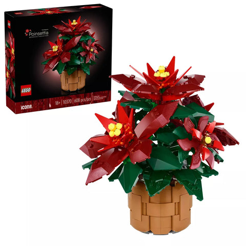 LEGO Icons Poinsettia Plant and Flower Building Set and Centerpiece Table Decor 10370