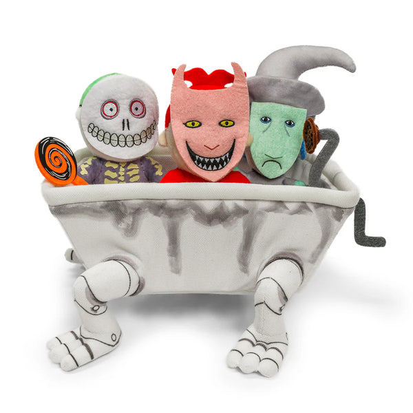 Kidrobot The Nightmare Before Christmas Lock, Shock & Barrel in Bathtub 9” Interactive Plush
