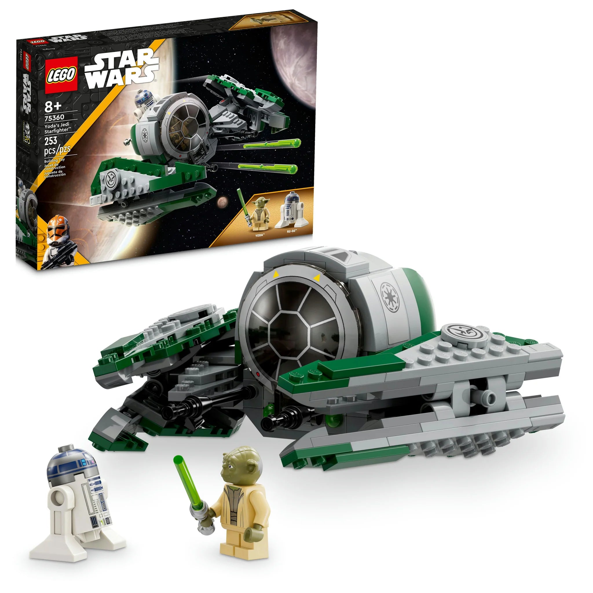 LEGO Star Wars: The Clone Wars Yoda’s Jedi Starfighter Star Wars Collectible for Kids Featuring Master Yoda Figure with Lightsaber Toy - 75360