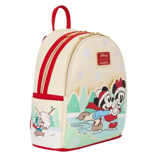 Lounge Fly Mickey and Minnie Mouse Ice Skating Holiday Mini-Backpack