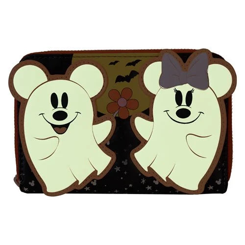 Loungefly Disney Mickey and Friends Halloween Zip-Around Ghost Glow in the Dark Wallet