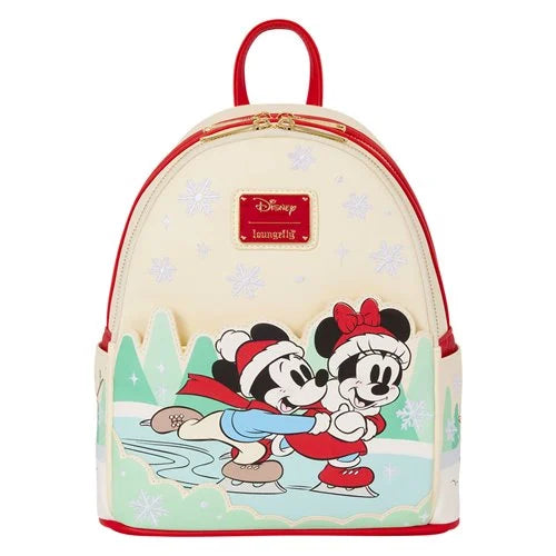 Lounge Fly Mickey and Minnie Mouse Ice Skating Holiday Mini-Backpack
