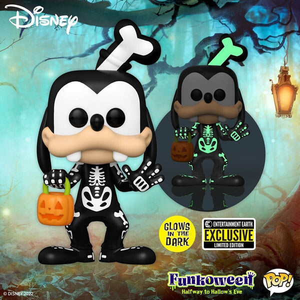 Funko Pop Disney Skeleton Goofy Exclusive Halloween GITD Vinyl Figure # 1221
