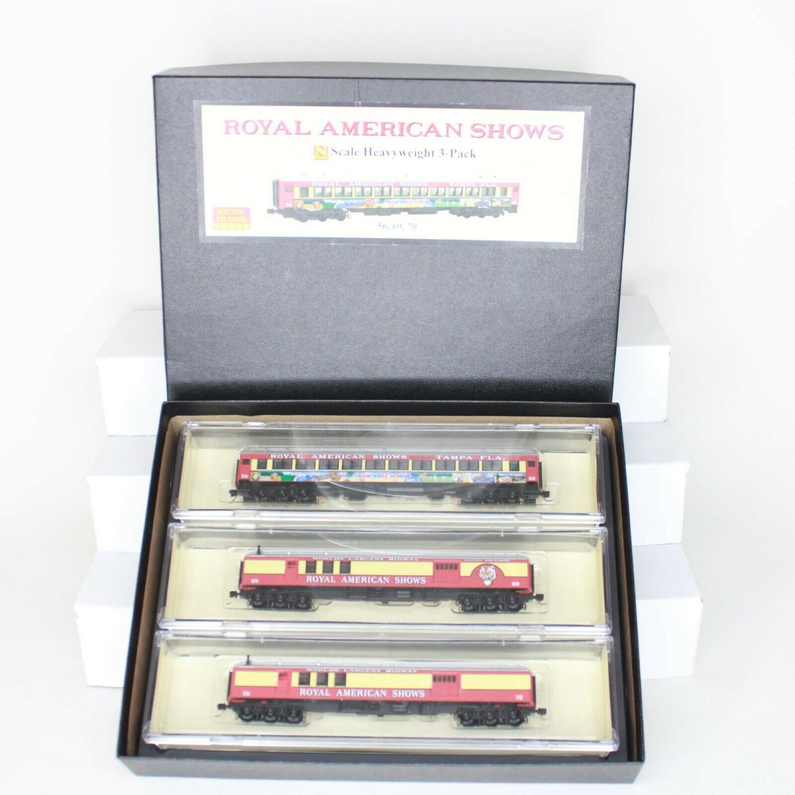 N Scale Model Trains - Royal American Shows set of 3 passenger cars 56 - 69 - 70