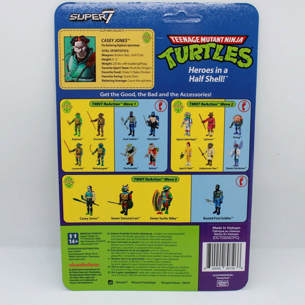 Teenage Mutant Ninja Turtles Casey Jones - 3.75" Super7 ReAction Figure w/ Club