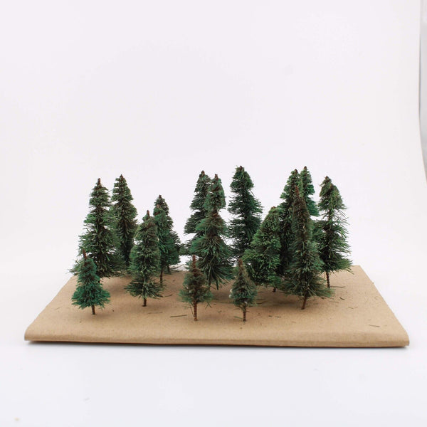 16pcs HO Scale 1:87 Iron Wire Green Model Pine Trees Railroad Scene