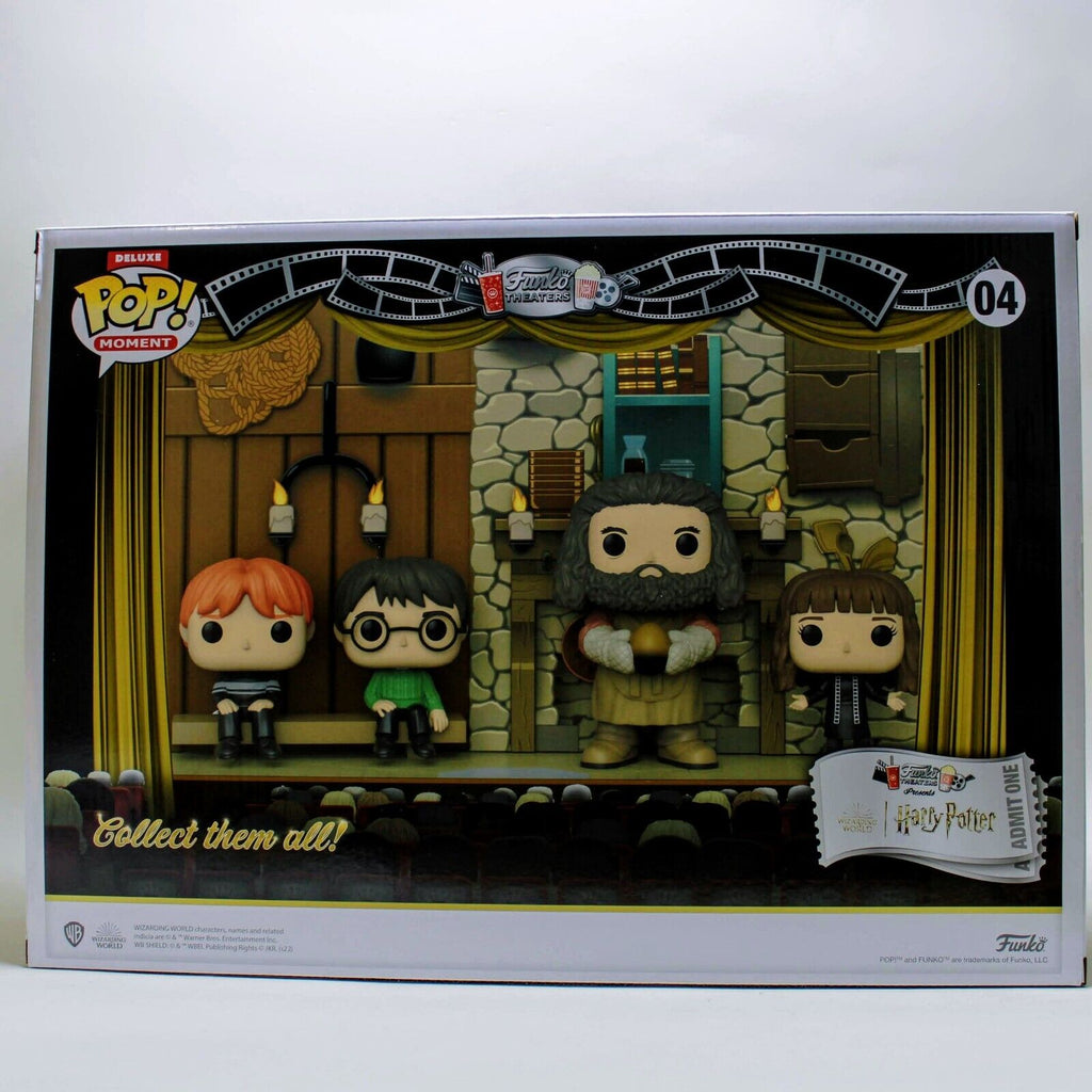 Funko Pop! Deluxe Moment Hagrids Hut Ron Hermione Hagrid Harry Potter In  Hand