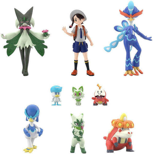 Pokemon Scale World Paldea Region Set of 9 Figures - Scarlet and Violet Starters
