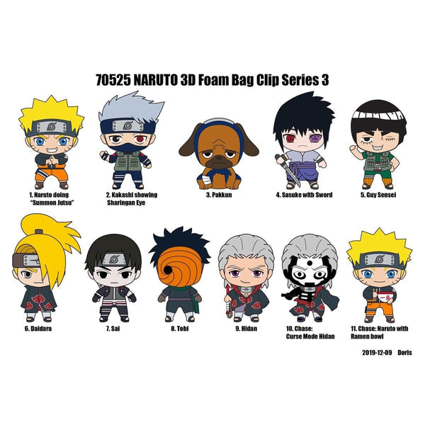 Naruto Shippuden Series 3 Anime 3D Figural Foam Bag Clip Blind Keychain