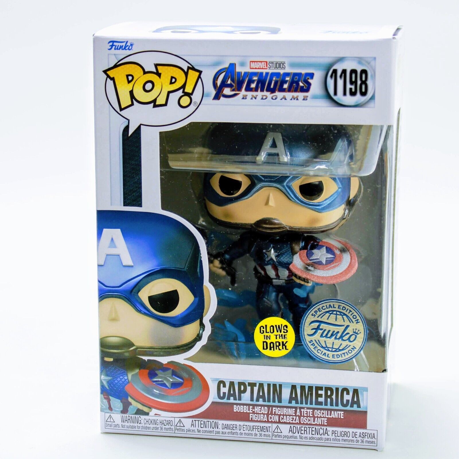 Funko POP! Marvel Avengers Endgame Captain America with Broken Shield &  Mjolnir (Glow in The Dark & Metallic), Exclusive