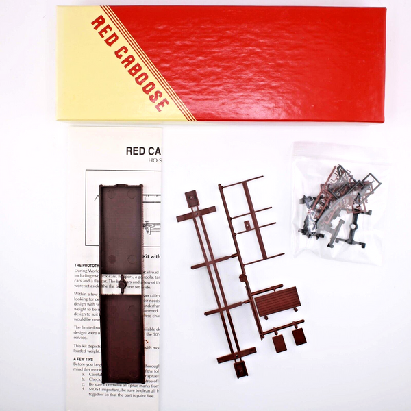 HO scale - 42" Undecorated Flat Fish Car - Red Caboose Kit