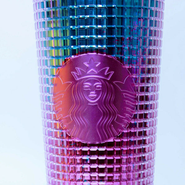 Starbucks Summer 2021 Pink and Blue Grid 24oz Tumbler Venti Iridescent Mermaid