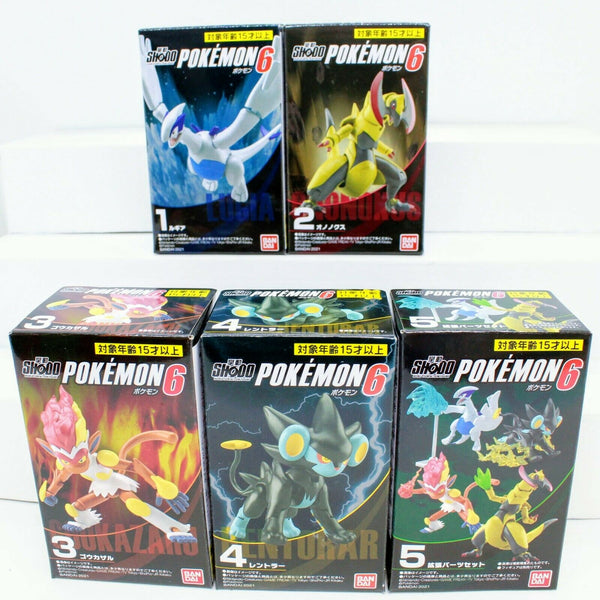 Pokemon Bandai Shodo - Vol.6 Action Figure Complete Set of 5 Lugia Luxray + More