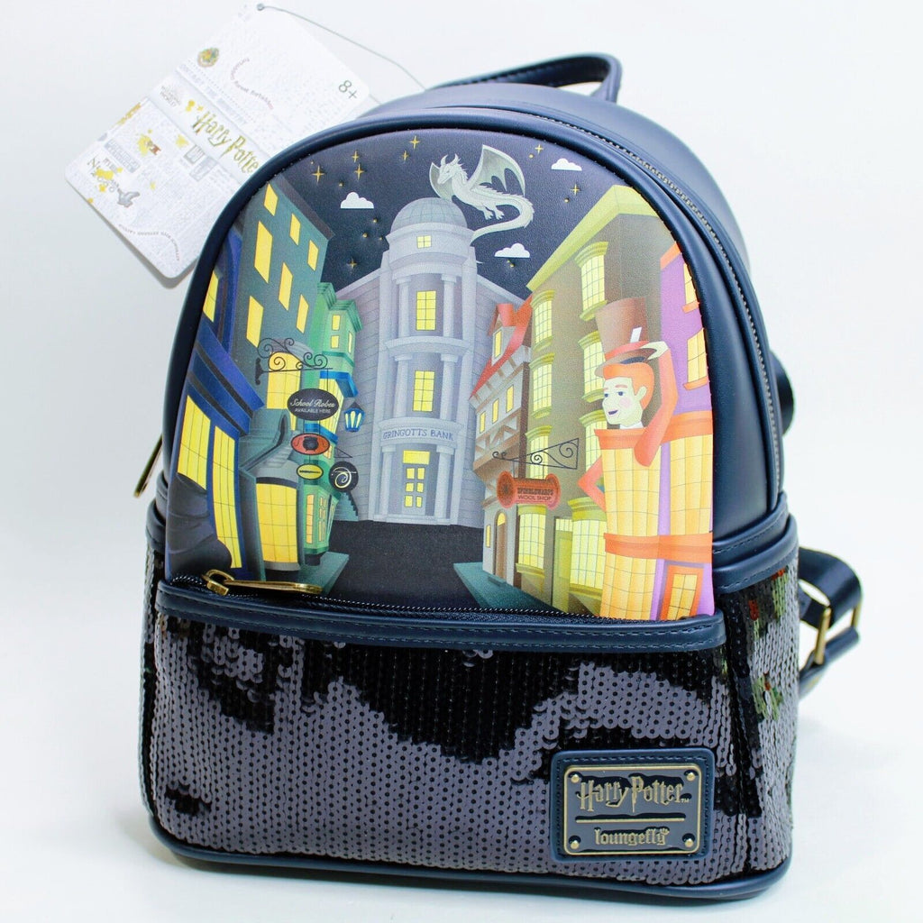 harry potter diagon alley sequin mini backpack Loungefly Harry Potter Mini Backpack Diagon Alley Black Sequin Faux Le – Blueberry Cat
