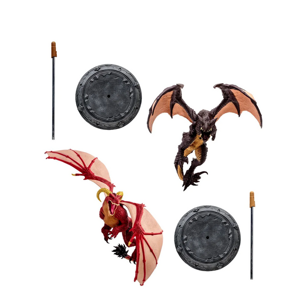 World of Warcraft WoW Red Drake and Black Drake 1:12 Scale Dragon Figure 2-Pack